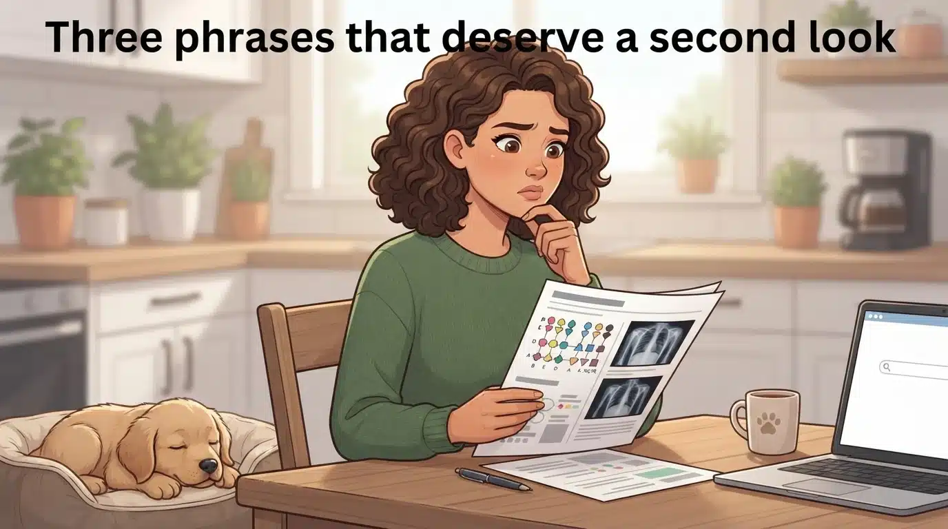 Thoughtful buyer reviewing breeder paperwork at table