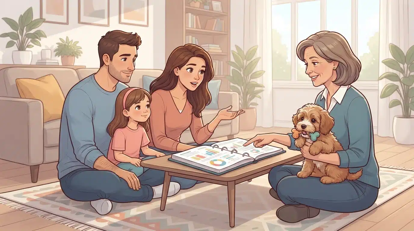 Family questions breeder about health testing