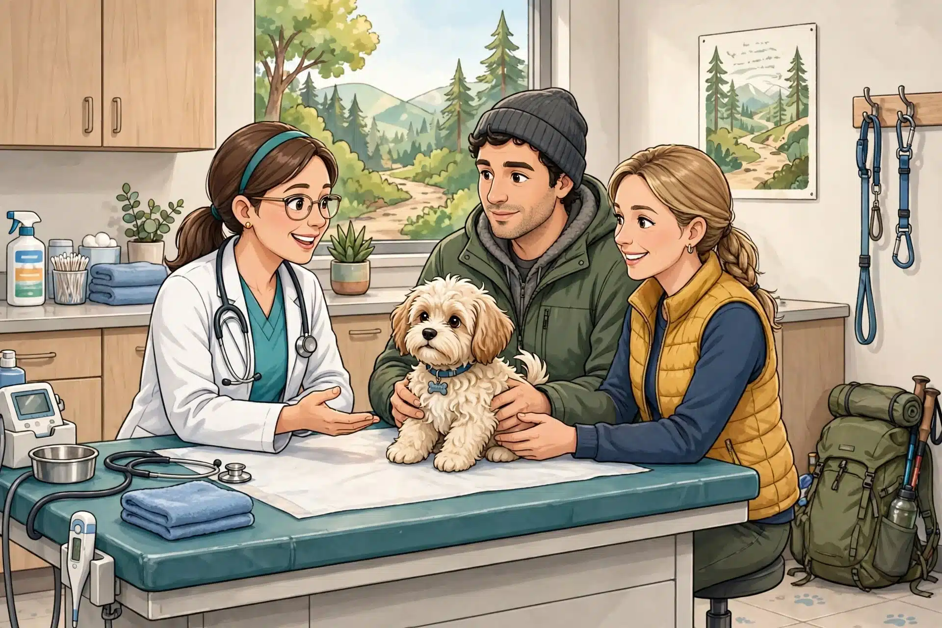 Veterinarian discusses puppy vaccines with family