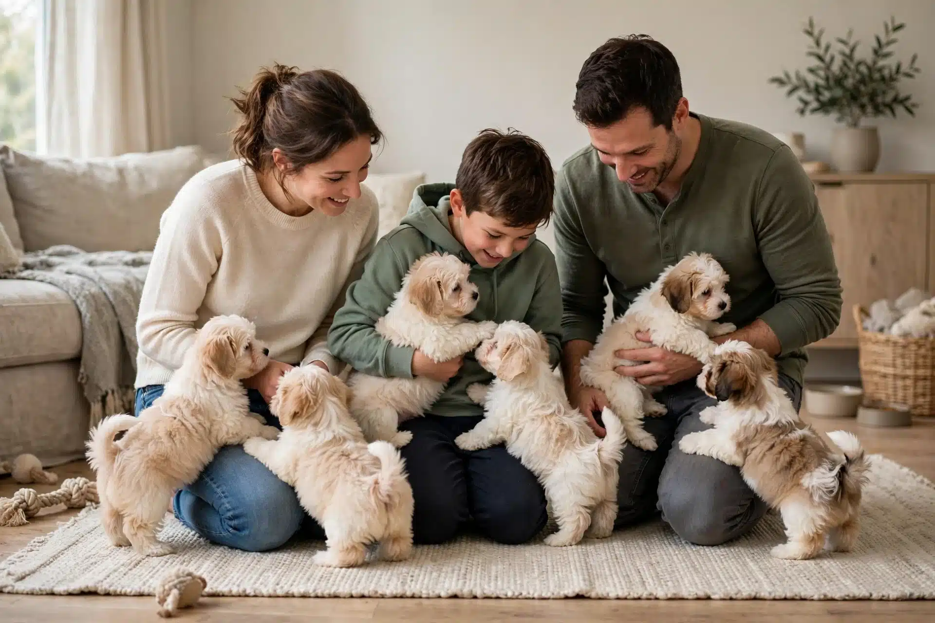 Family Meets a Litter of Havanese Puppies