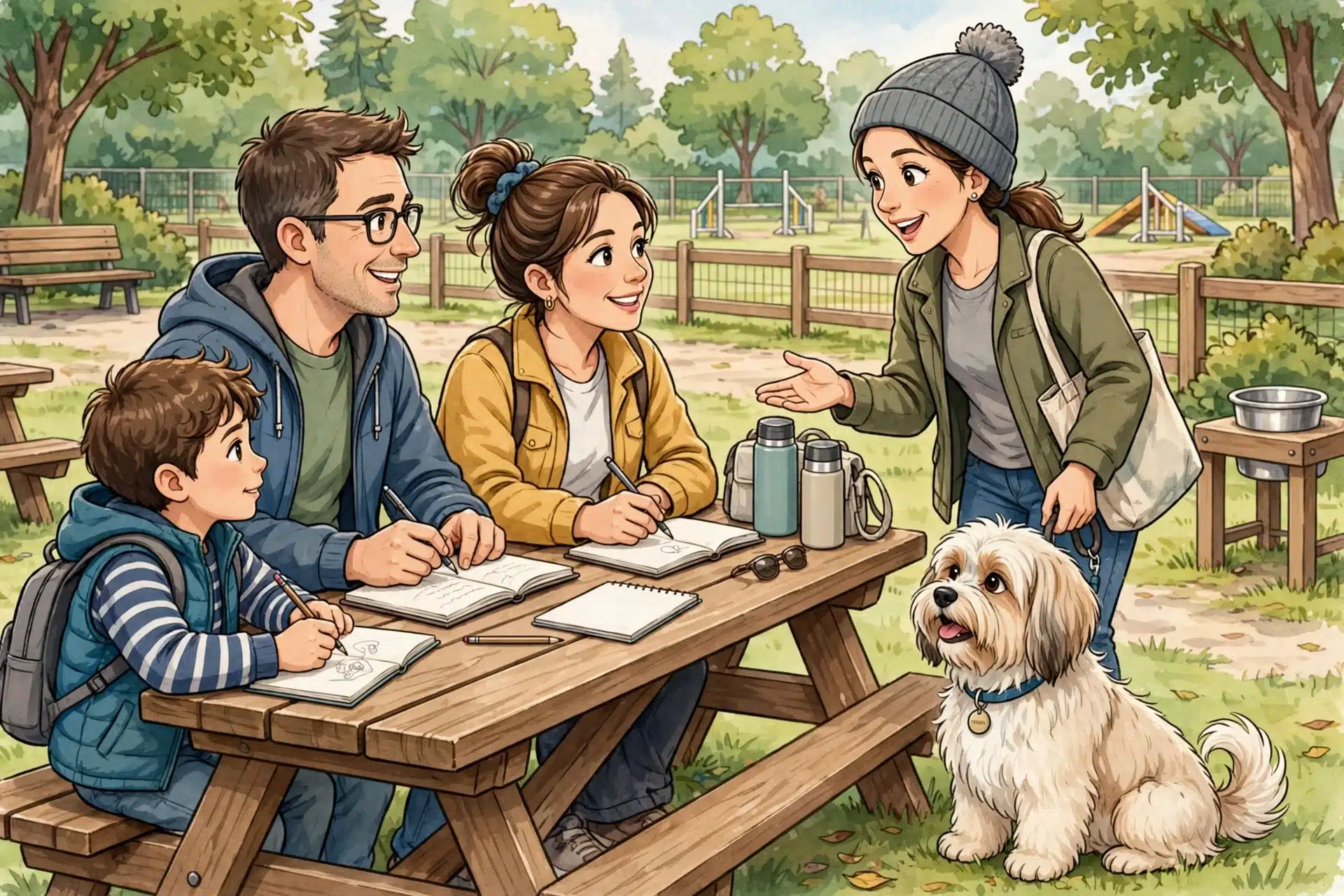 Family compares breeder notes with Havanese owner