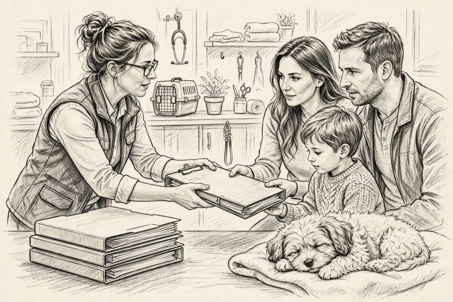 Breeder shares puppy health records with family